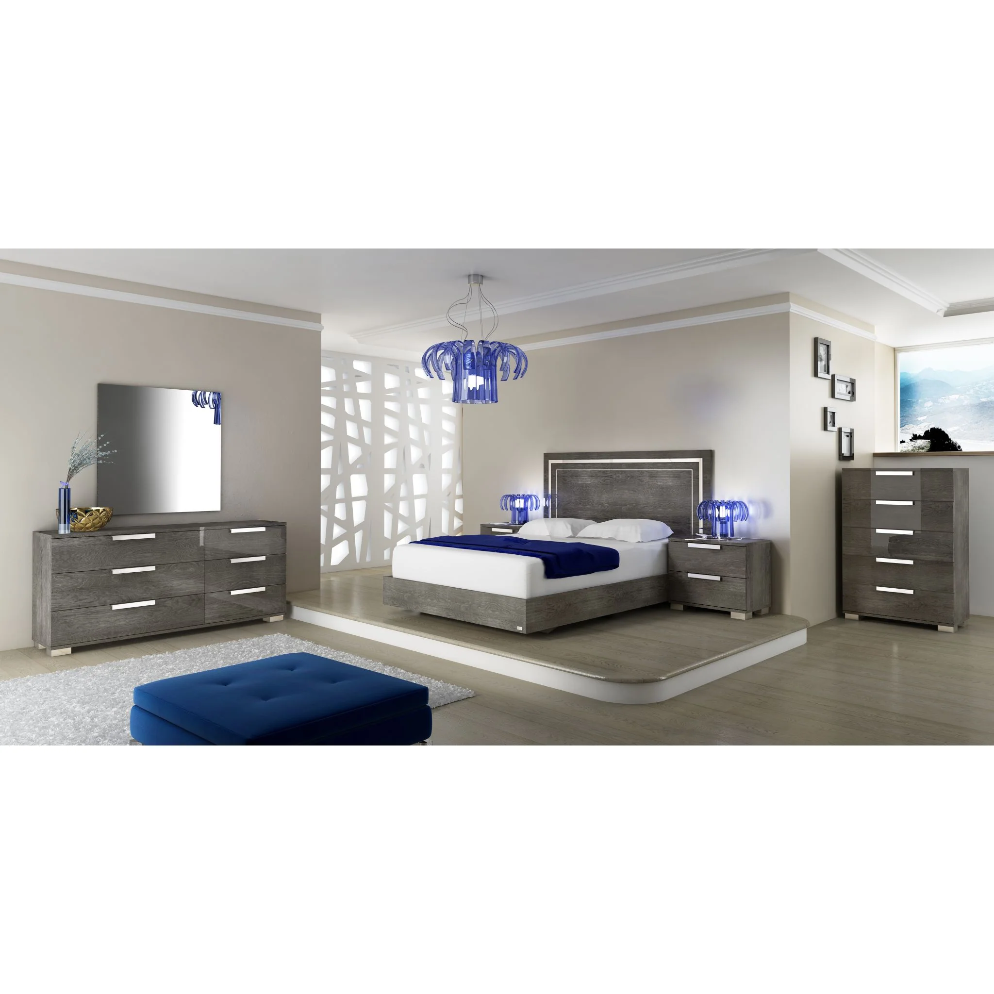 Florence 6 Piece Queen Panel Bedroom - Grey - Image 6