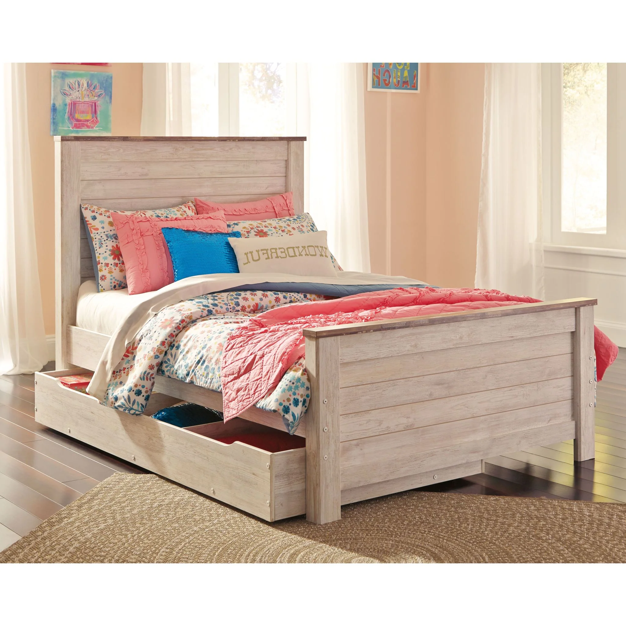 Willowton 5 Piece Full Storage Bed - White Wash - Image 3