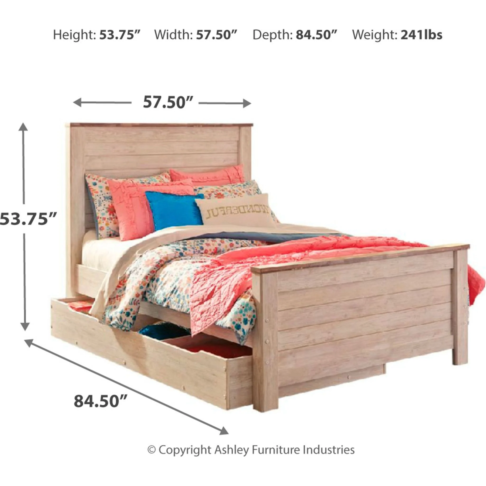Willowton 5 Piece Full Storage Bed - White Wash - Image 5