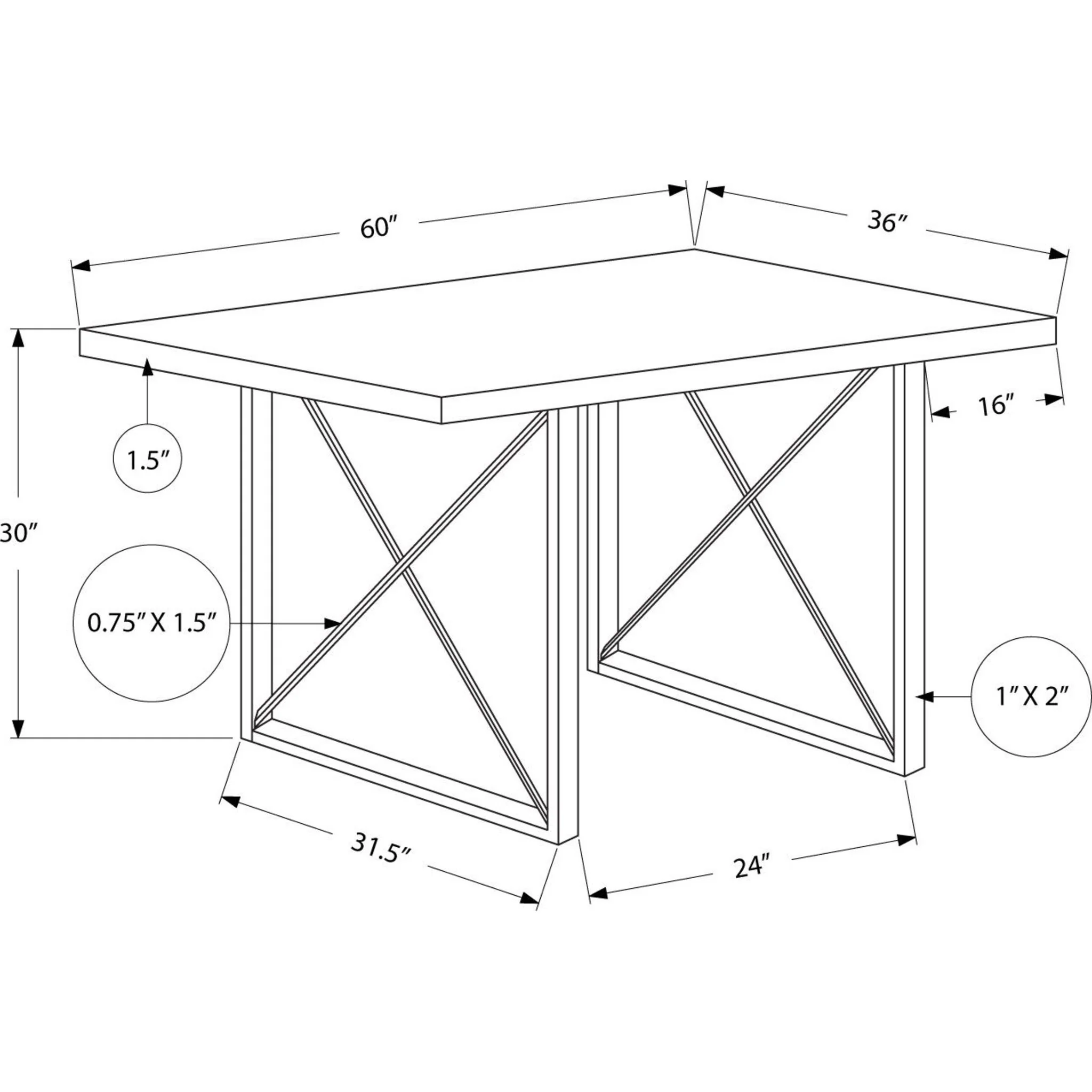 Karen Dining Table - Grey/Black - (I1100) - Image 3