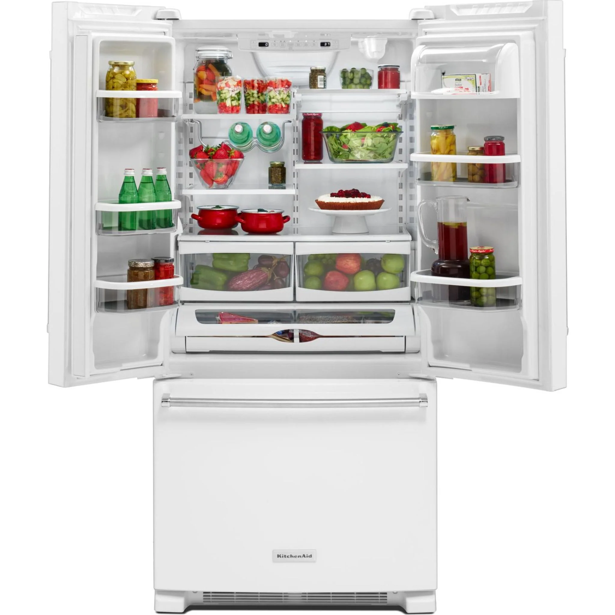 KitchenAid  22 cu. ft. 33" Width Standard Depth French Door Refrigerator with Interior Dispense (KRFF302EWH) - Image 8