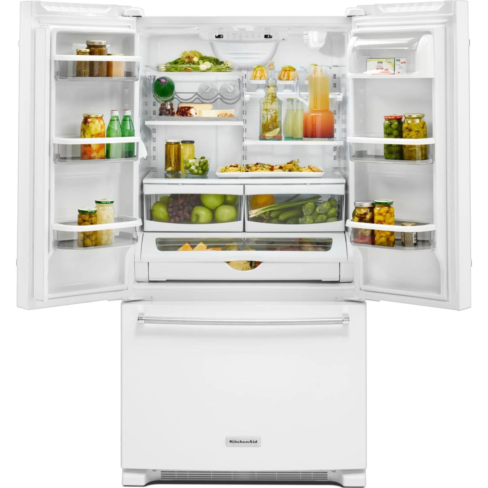 KitchenAid  25 cu. ft. 36-Width Standard Depth French Door Refrigerator with Interior Dispense (KRFF305EWH) - Image 11