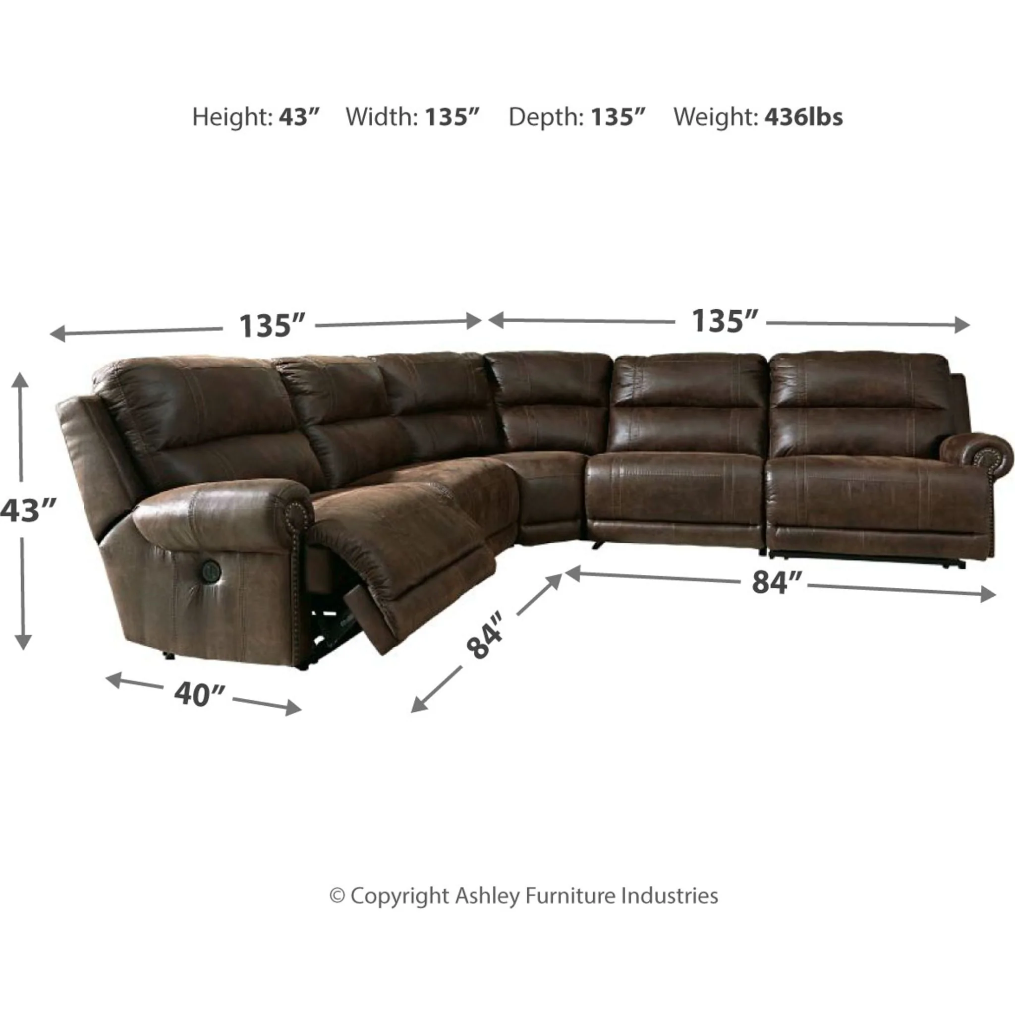 Luttrell 5 Piece Power Reclining Sectional - Image 4