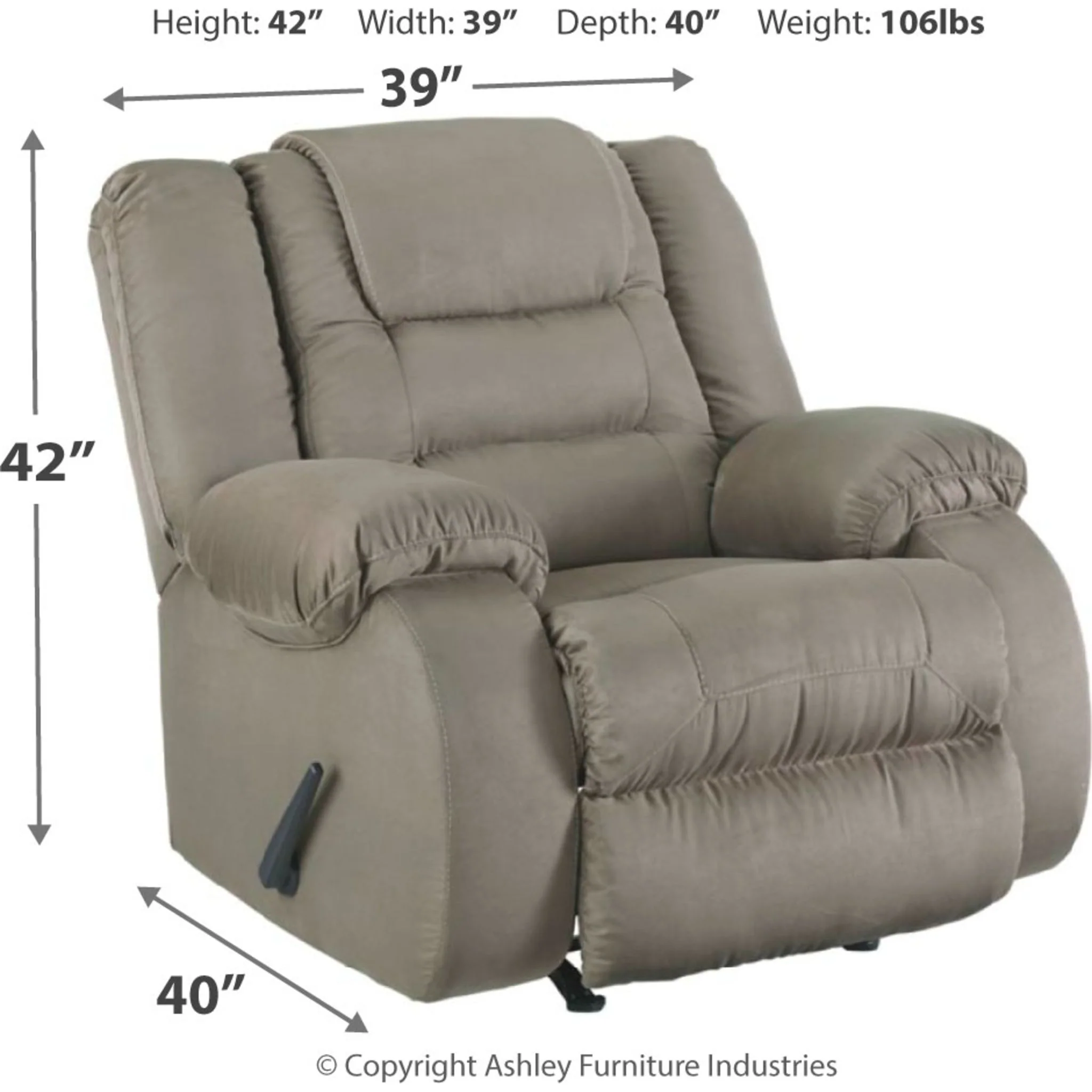 McCade Rocker Recliner - Cobblestone - Image 4
