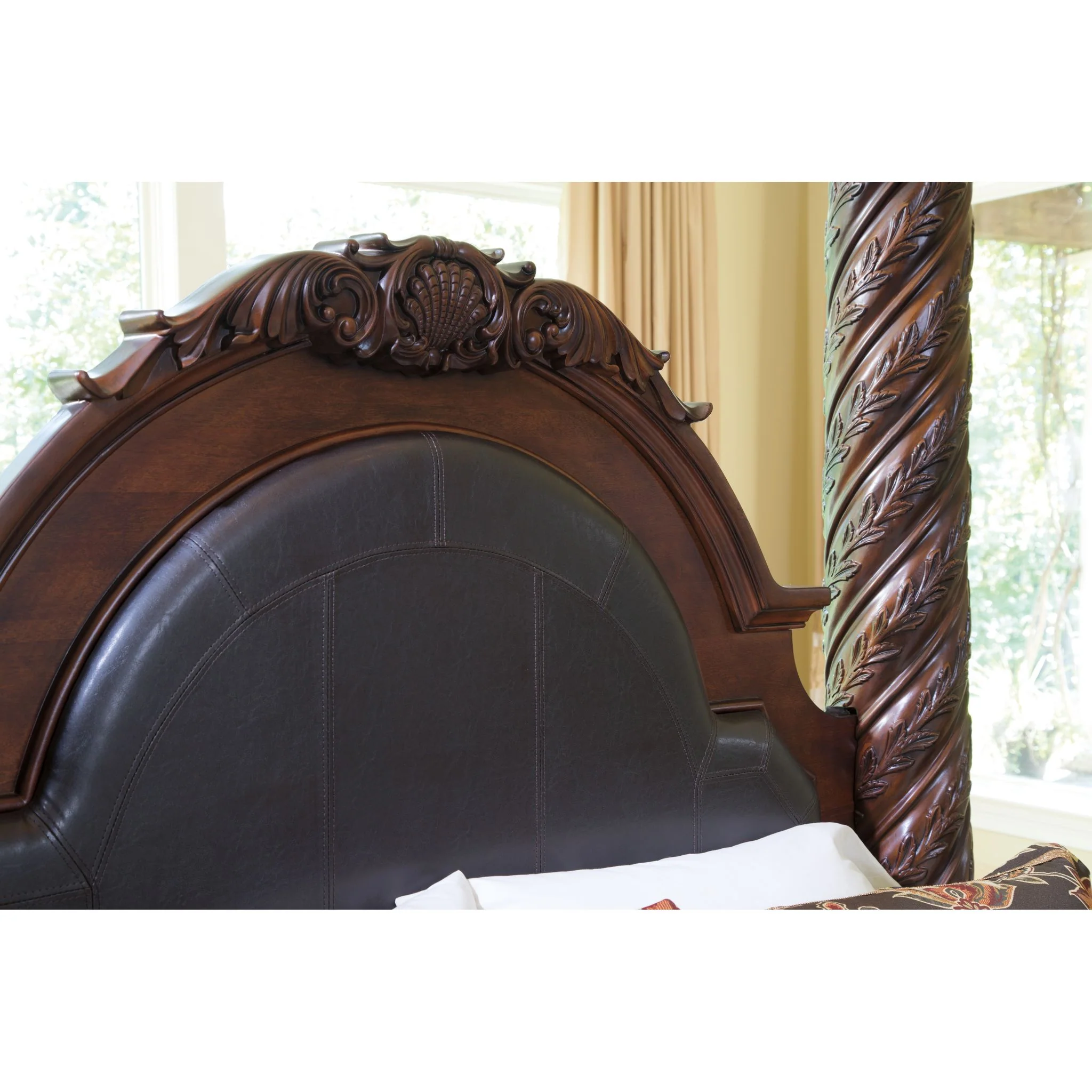 North Shore 5 Piece King Canopy Bed - Dark Brown - Image 10
