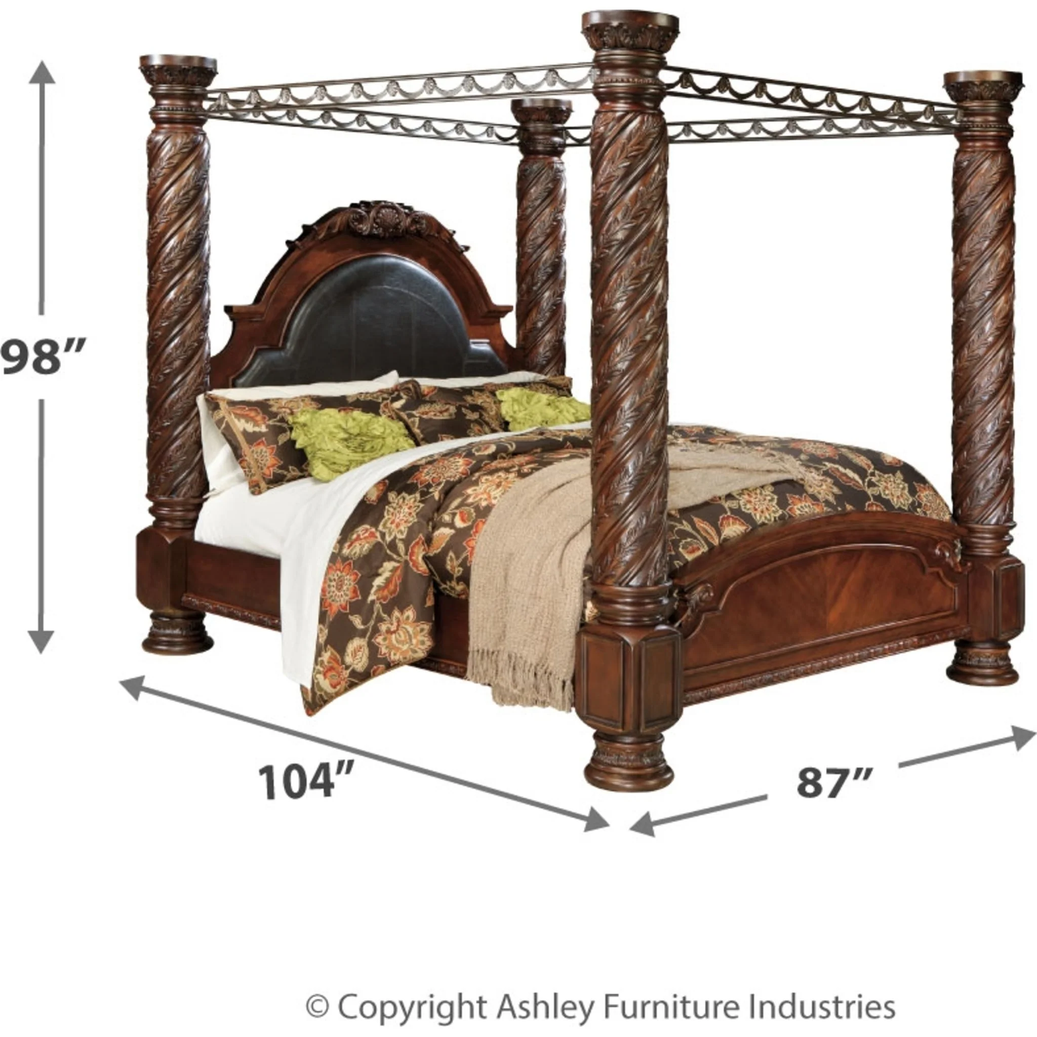 North Shore 5 Piece King Canopy Bed - Dark Brown - Image 13