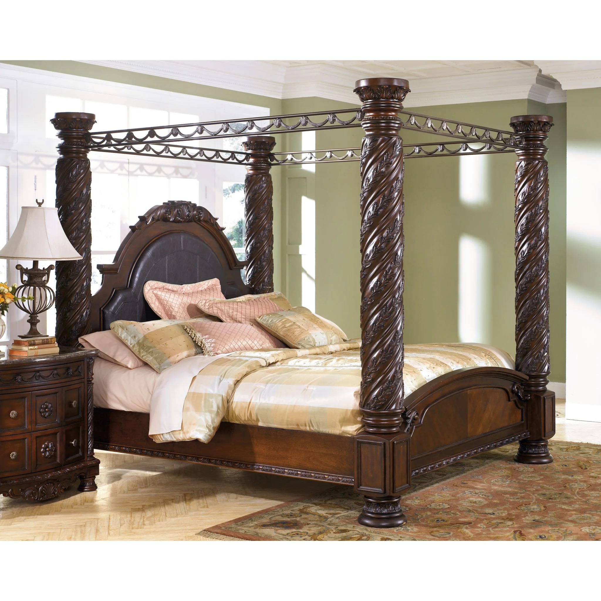 North Shore 5 Piece King Canopy Bed - Dark Brown - Image 3