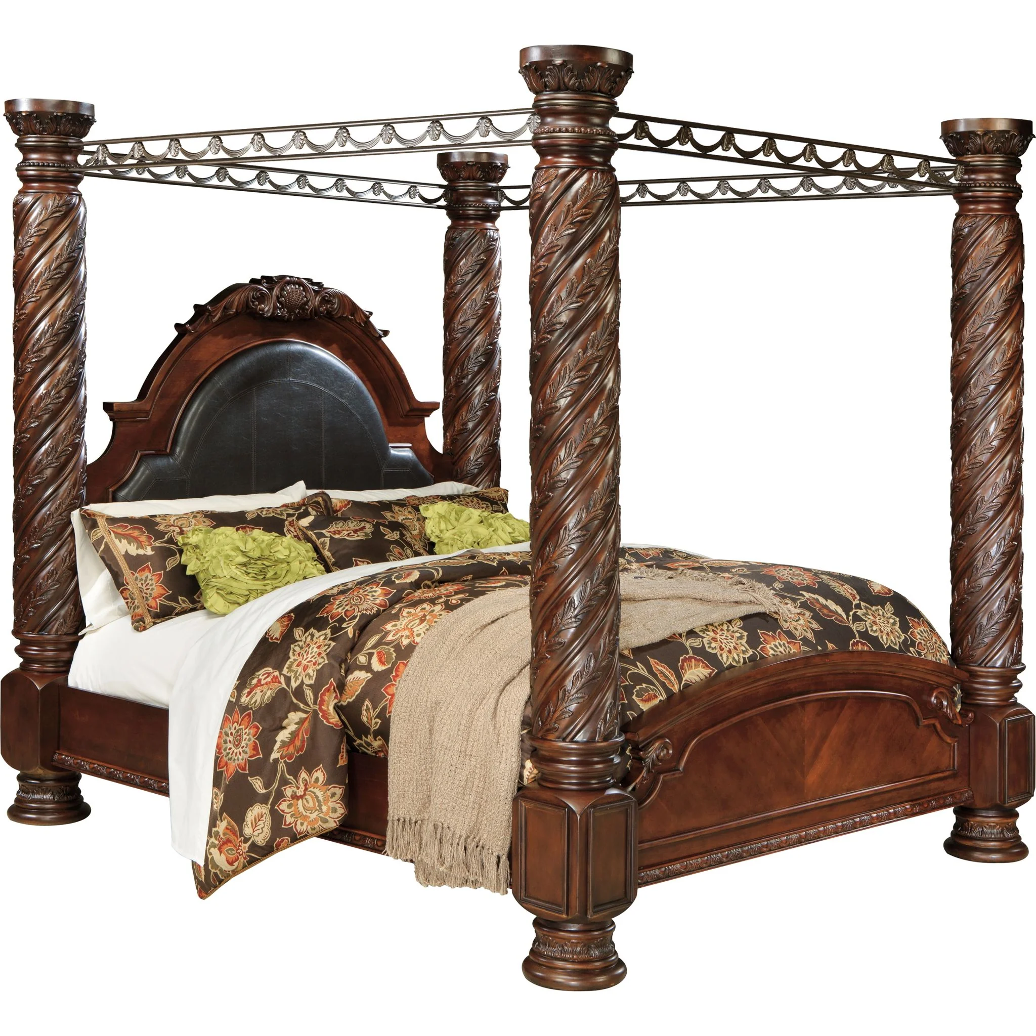 North Shore 5 Piece King Canopy Bed - Dark Brown - Image 4