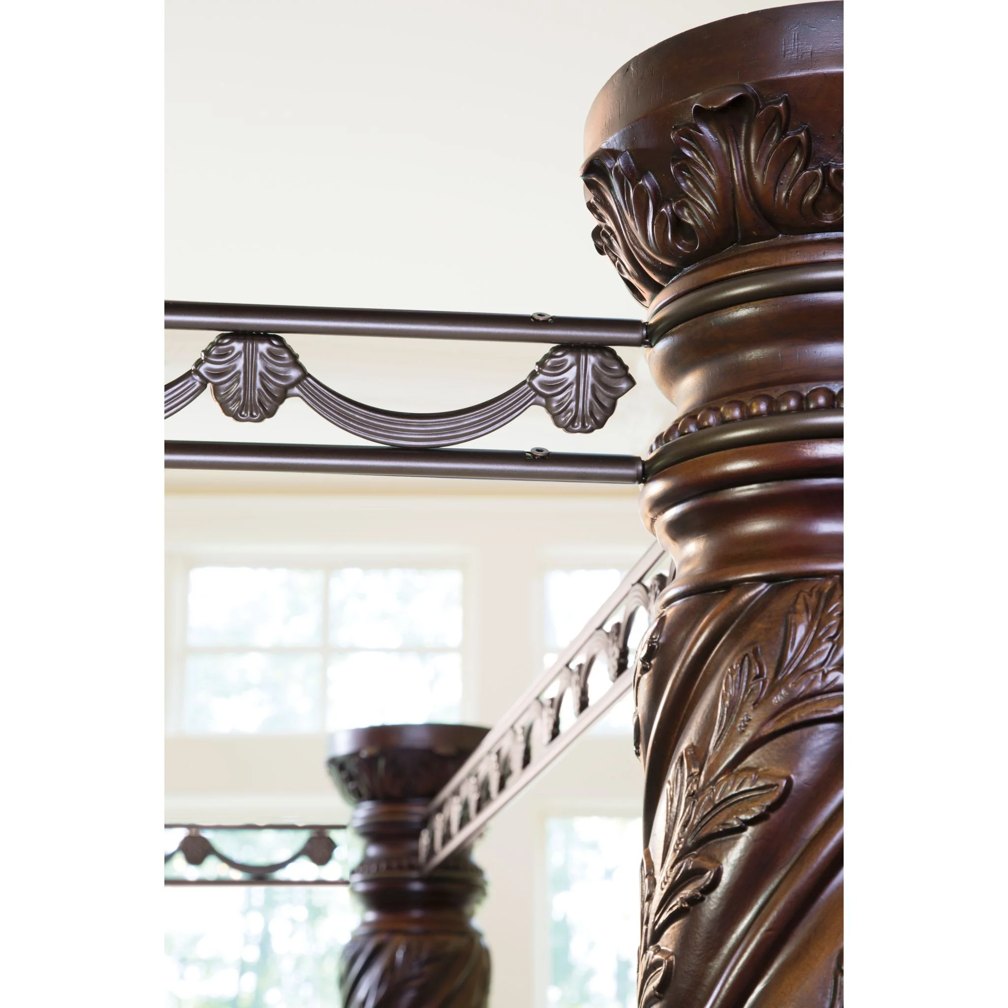 North Shore 5 Piece King Canopy Bed - Dark Brown - Image 5