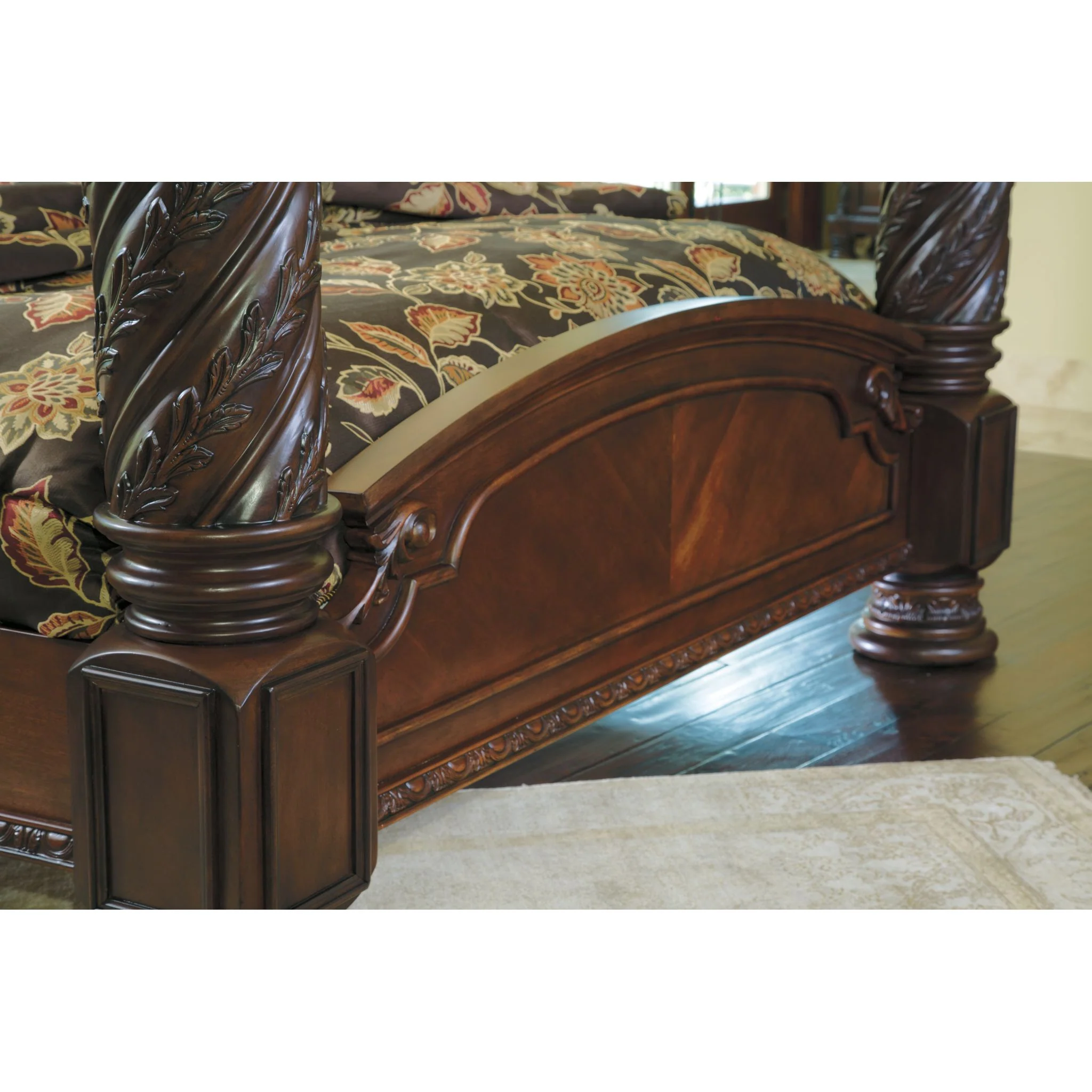 North Shore 5 Piece King Canopy Bed - Dark Brown - Image 6