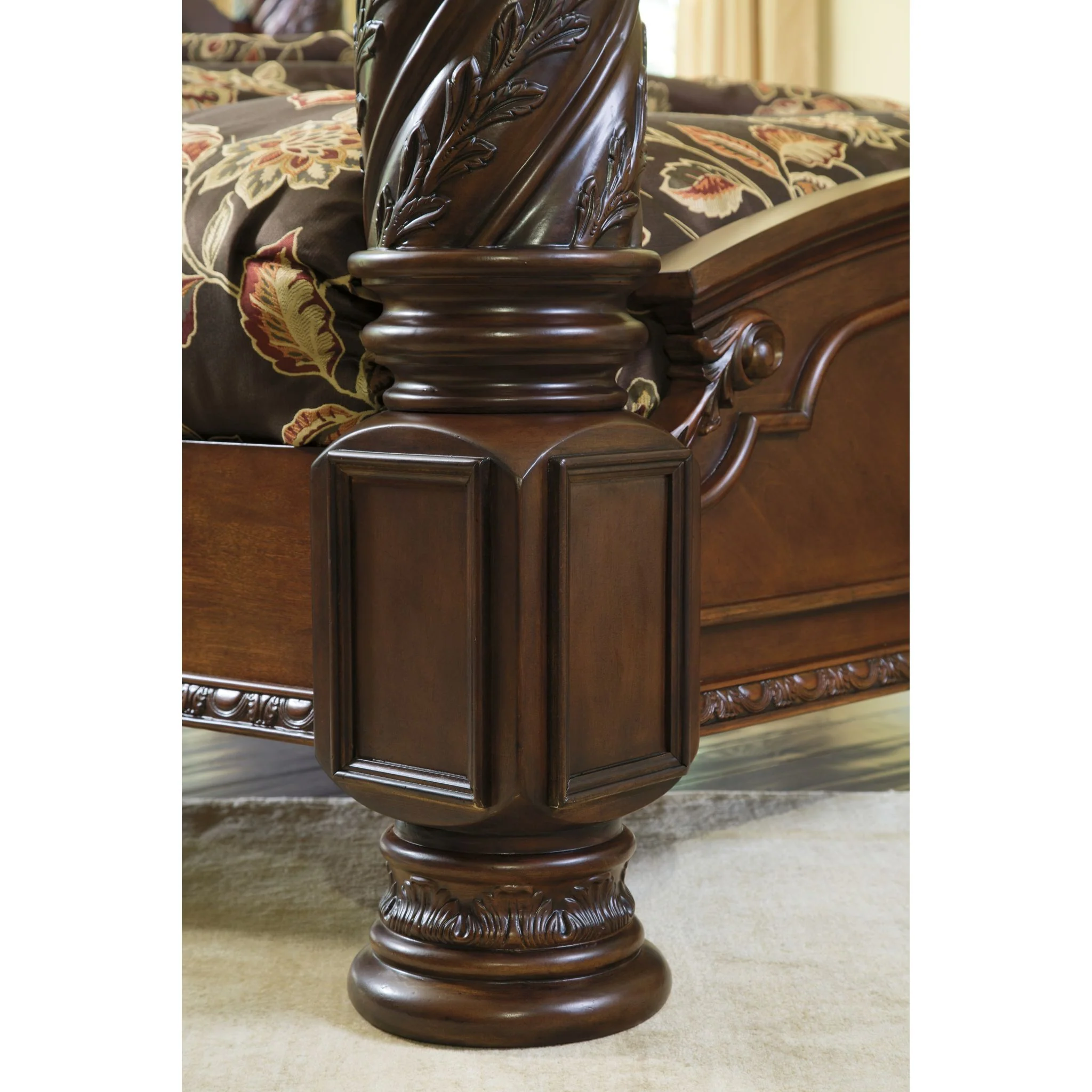 North Shore 5 Piece King Canopy Bed - Dark Brown - Image 9