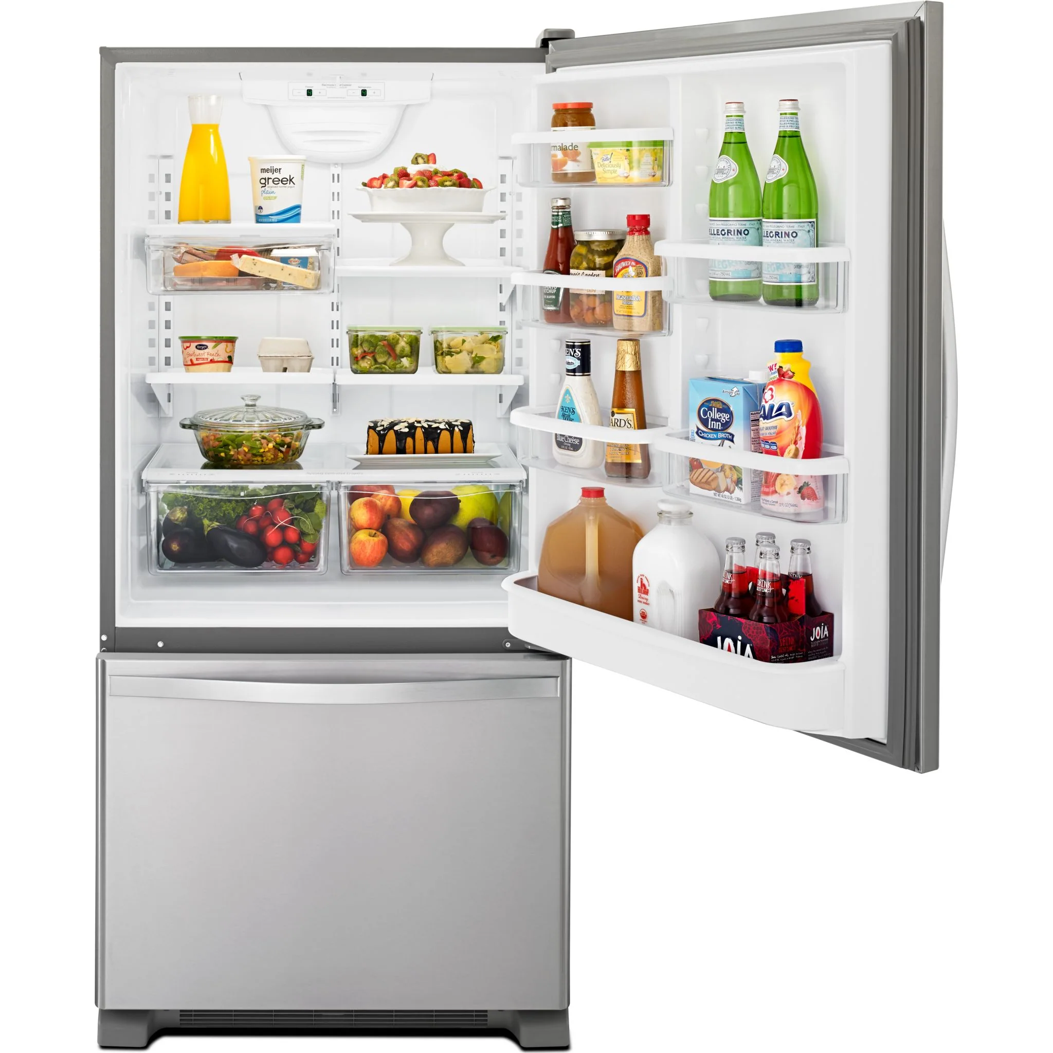 Whirlpool 19 cu. ft. Bottom-Freezer Refrigerator with Freezer Drawer - Stainless Steel (WRB329RFBM) - Image 4