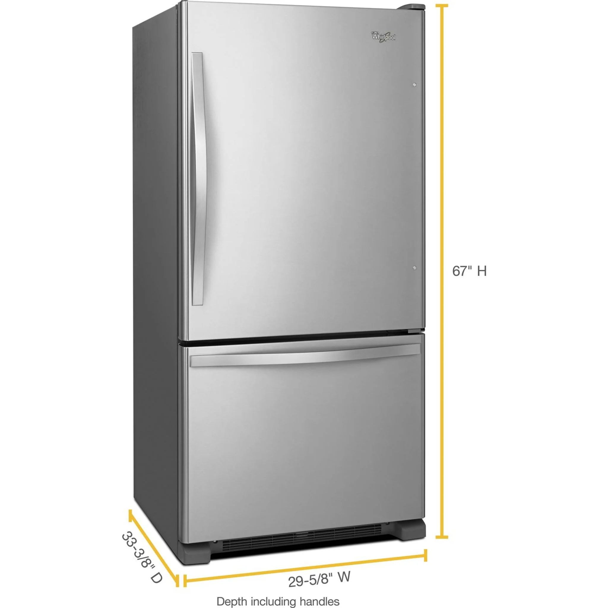 Whirlpool 19 cu. ft. Bottom-Freezer Refrigerator with Freezer Drawer - Stainless Steel (WRB329RFBM) - Image 7
