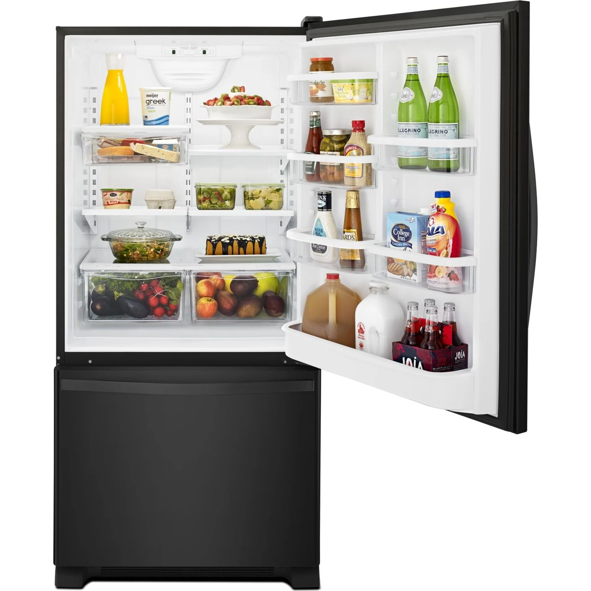 Whirlpool 22 cu. ft. Bottom-Freezer Refrigerator with Freezer Drawer -Black-on-Black (WRB322DMBB) - Image 12