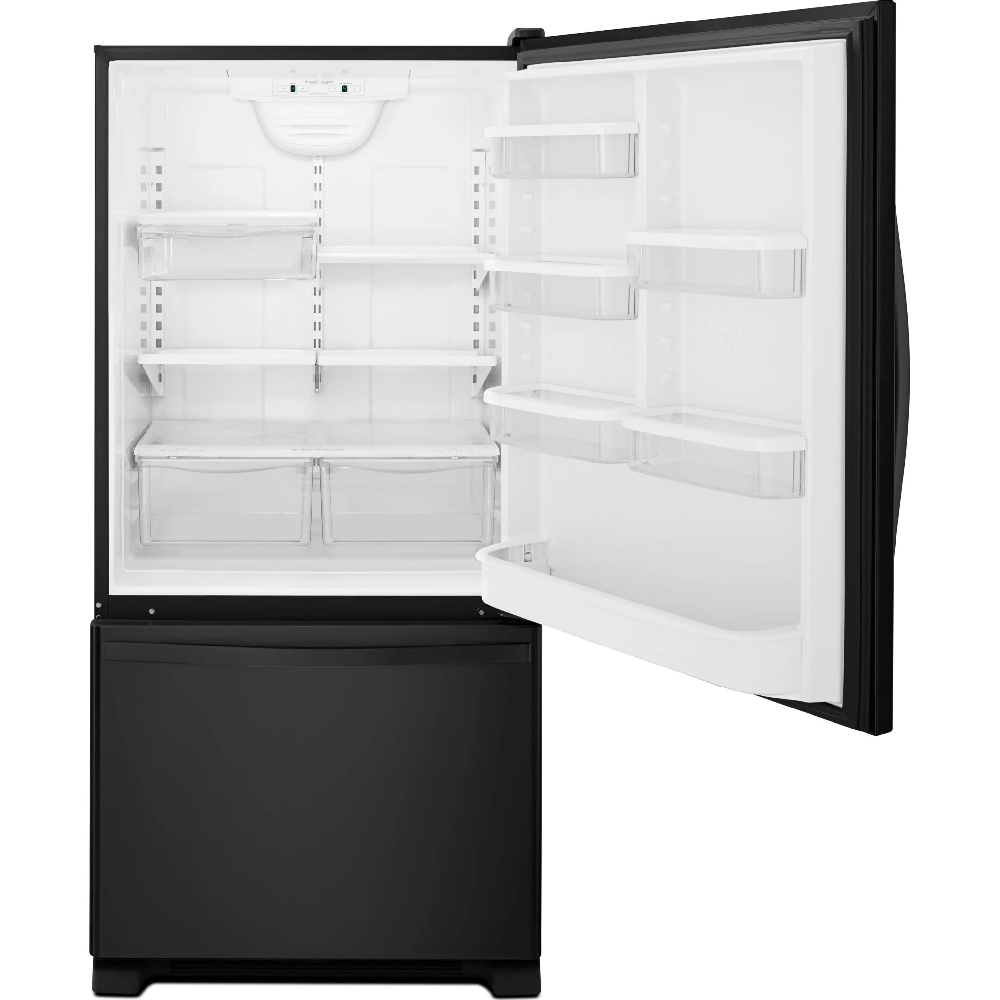 Whirlpool 22 cu. ft. Bottom-Freezer Refrigerator with Freezer Drawer -Black-on-Black (WRB322DMBB) - Image 4