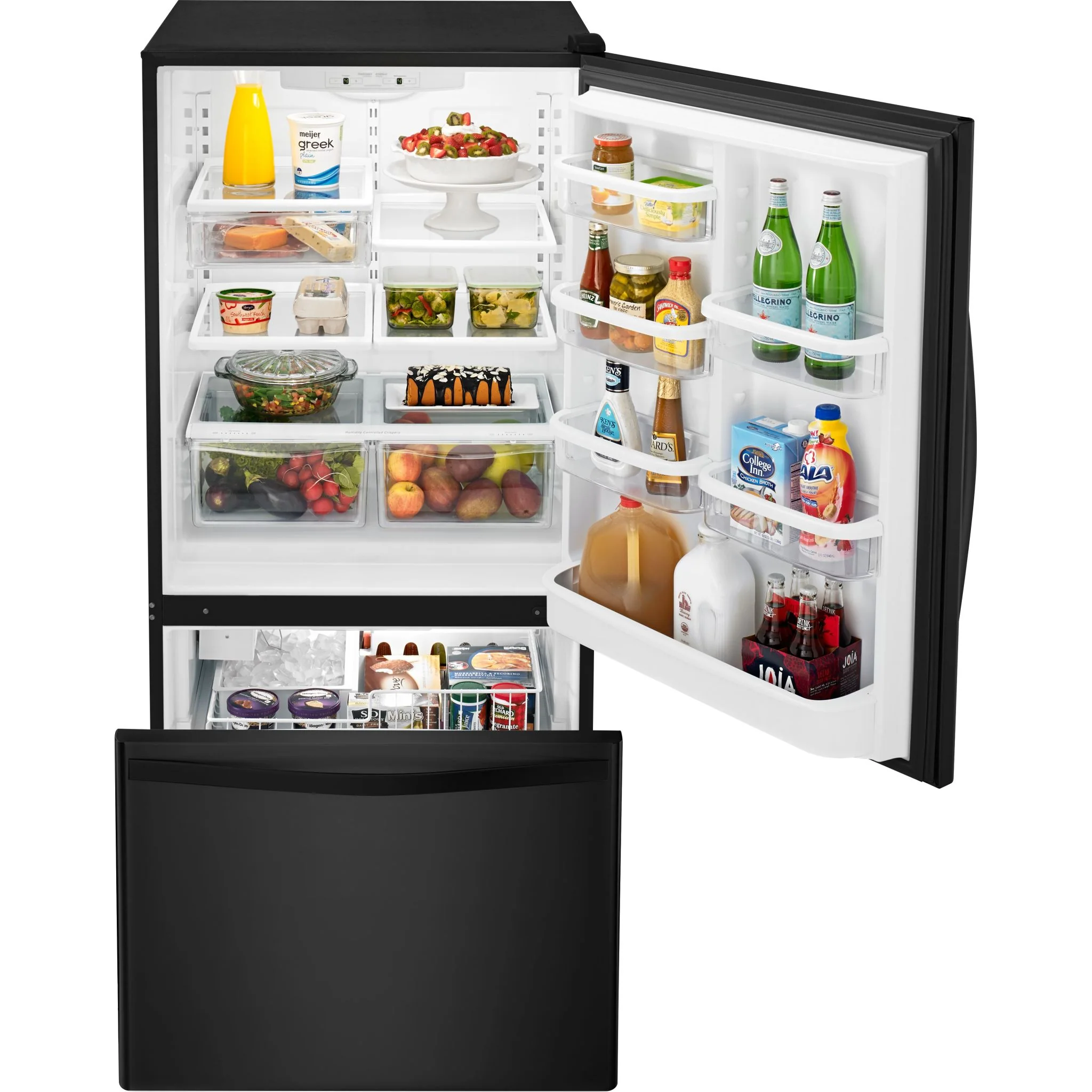 Whirlpool 22 cu. ft. Bottom-Freezer Refrigerator with Freezer Drawer -Black-on-Black (WRB322DMBB) - Image 7