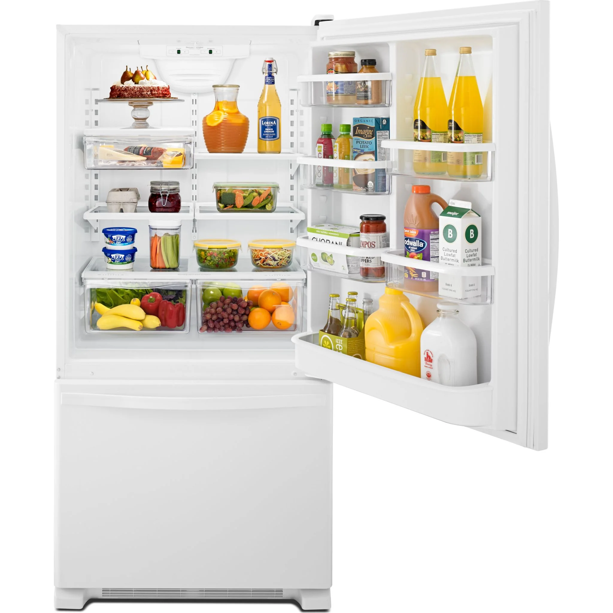 Whirlpool 22 cu. ft. Bottom-Freezer Refrigerator with Freezer Drawer -White-on-White (WRB322DMBW) - Image 10