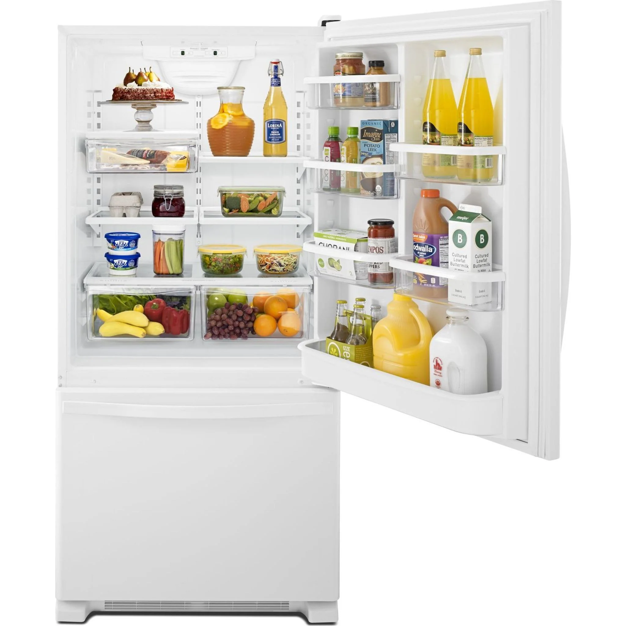 Whirlpool 22 cu. ft. Bottom-Freezer Refrigerator with Freezer Drawer -White-on-White (WRB322DMBW) - Image 18