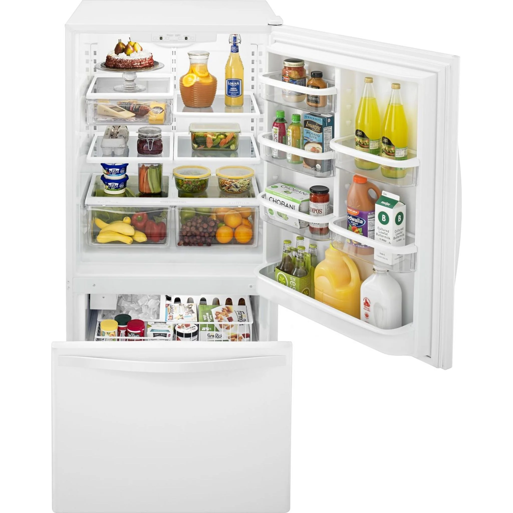 Whirlpool 22 cu. ft. Bottom-Freezer Refrigerator with Freezer Drawer -White-on-White (WRB322DMBW) - Image 22