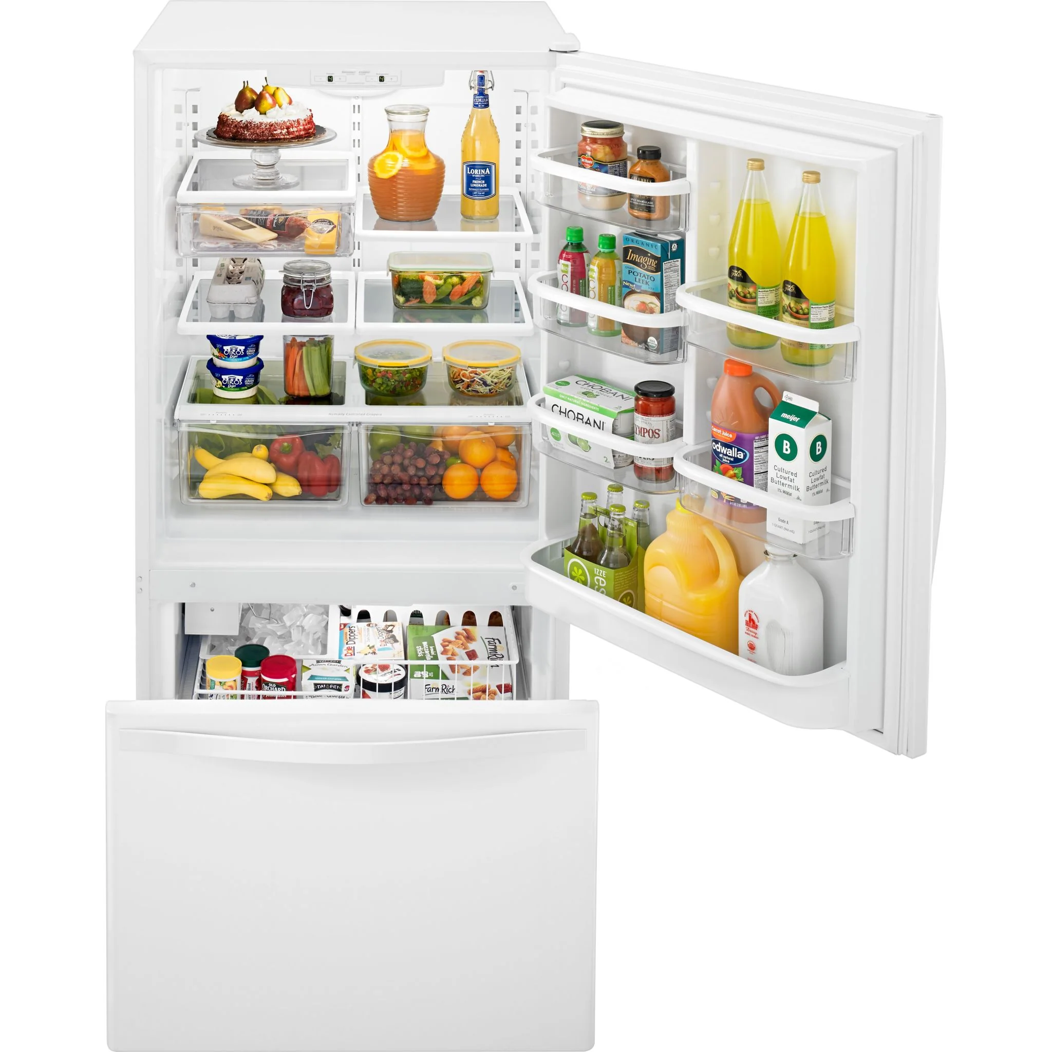 Whirlpool 22 cu. ft. Bottom-Freezer Refrigerator with Freezer Drawer -White-on-White (WRB322DMBW) - Image 9