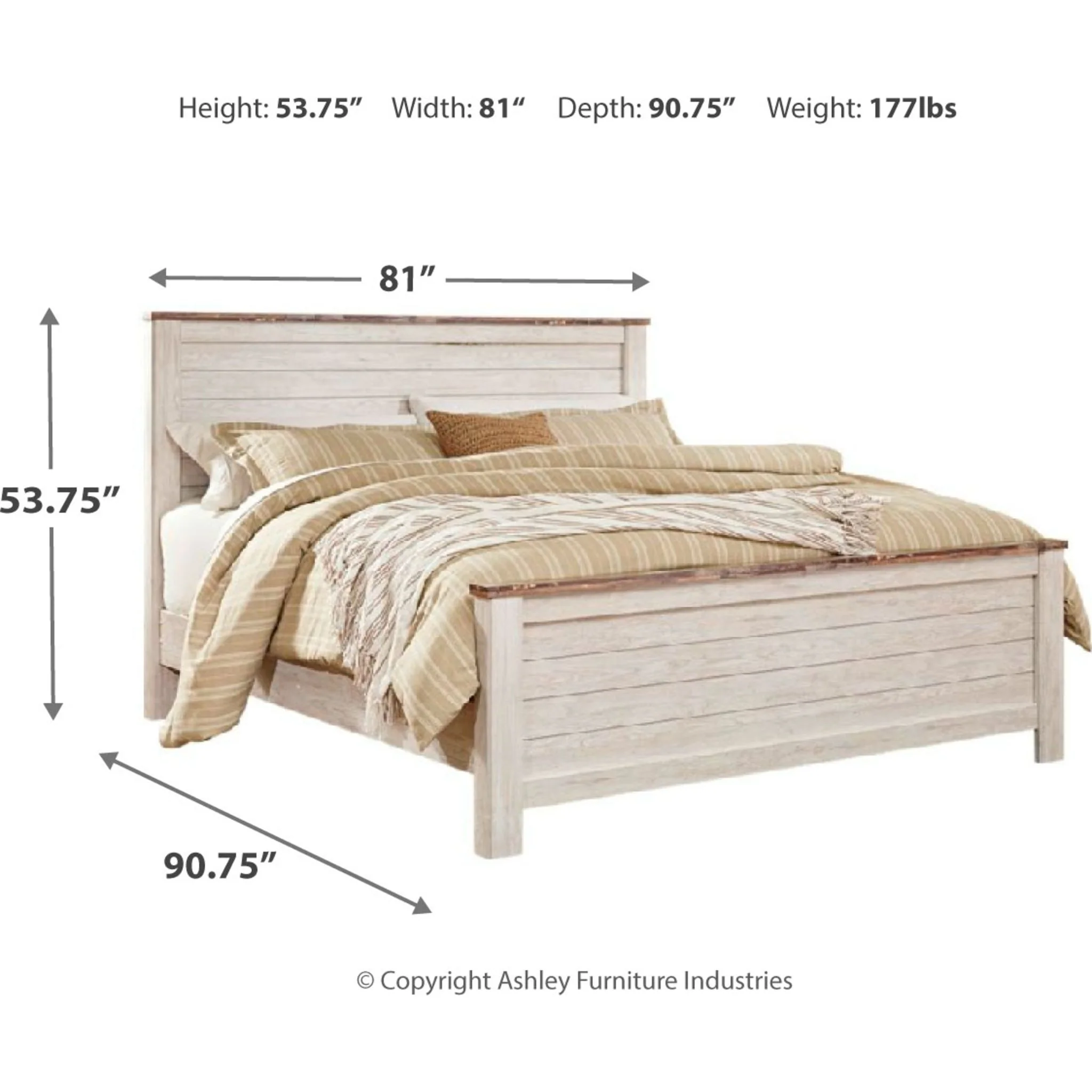Willowton Panel Bed - Whitewash - Image 4